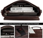 Leather Mens Messenger Bag Vintage 15.6 Inch Waterproof Leather Laptop Briefcase Large Satchel Shoulder Bag Retro Office College Computer Laptop Bag, Brown - Image 4